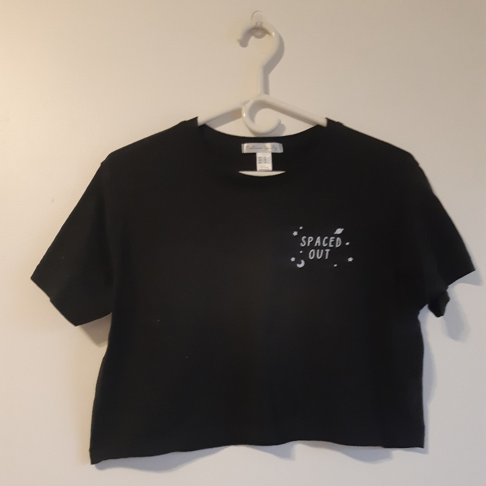 Black Spaced Out Cropped Top